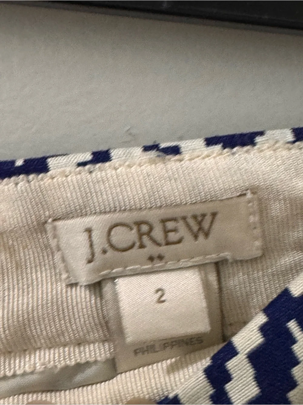 J. Crew Navy and White Geometric A-Line Skirt